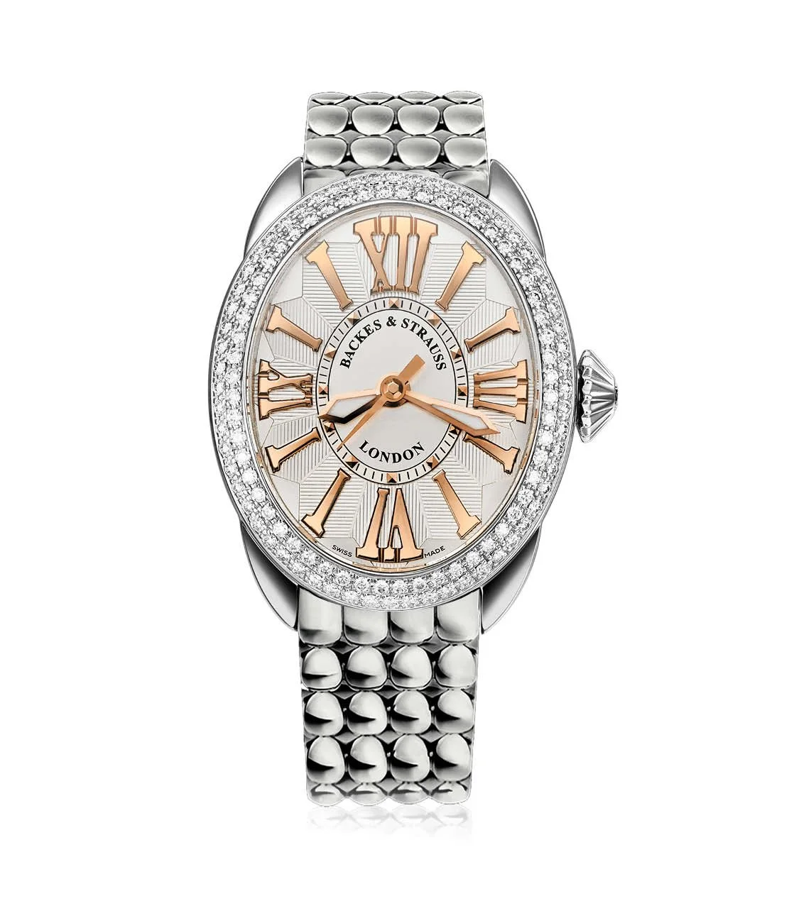 Regent 3643 SP SS Luxury Diamond Watch – Oval Steel Case with